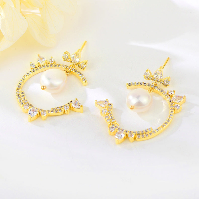 GOLD PLATED CUBIC ZIRCONIA STUD EARRINGS