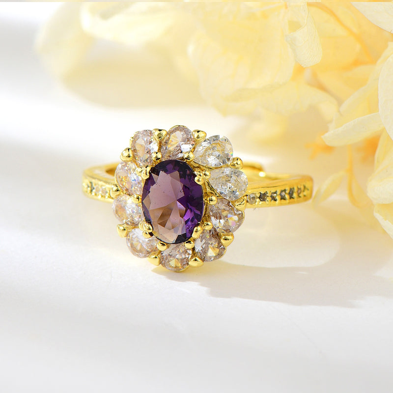PURPLE GOLD PLATED ADJUSTABLE RING