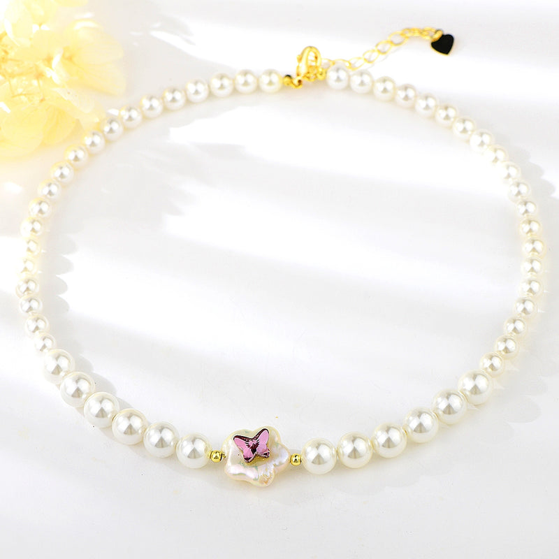 BUTTERFLY WHITE COLLAR NECKLACE