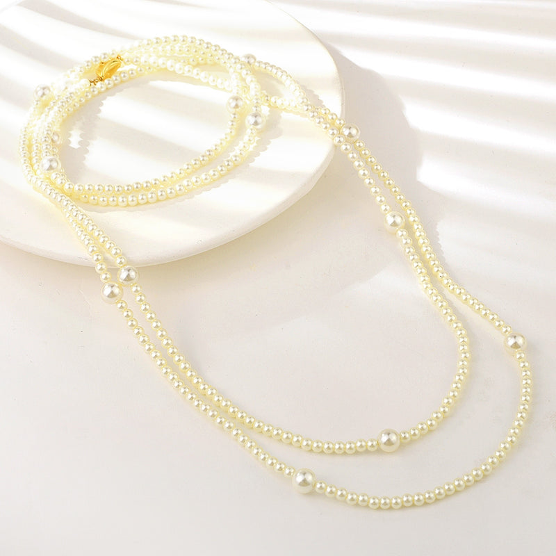 SHELL PEARL WHITE LAYERED NECKLACE