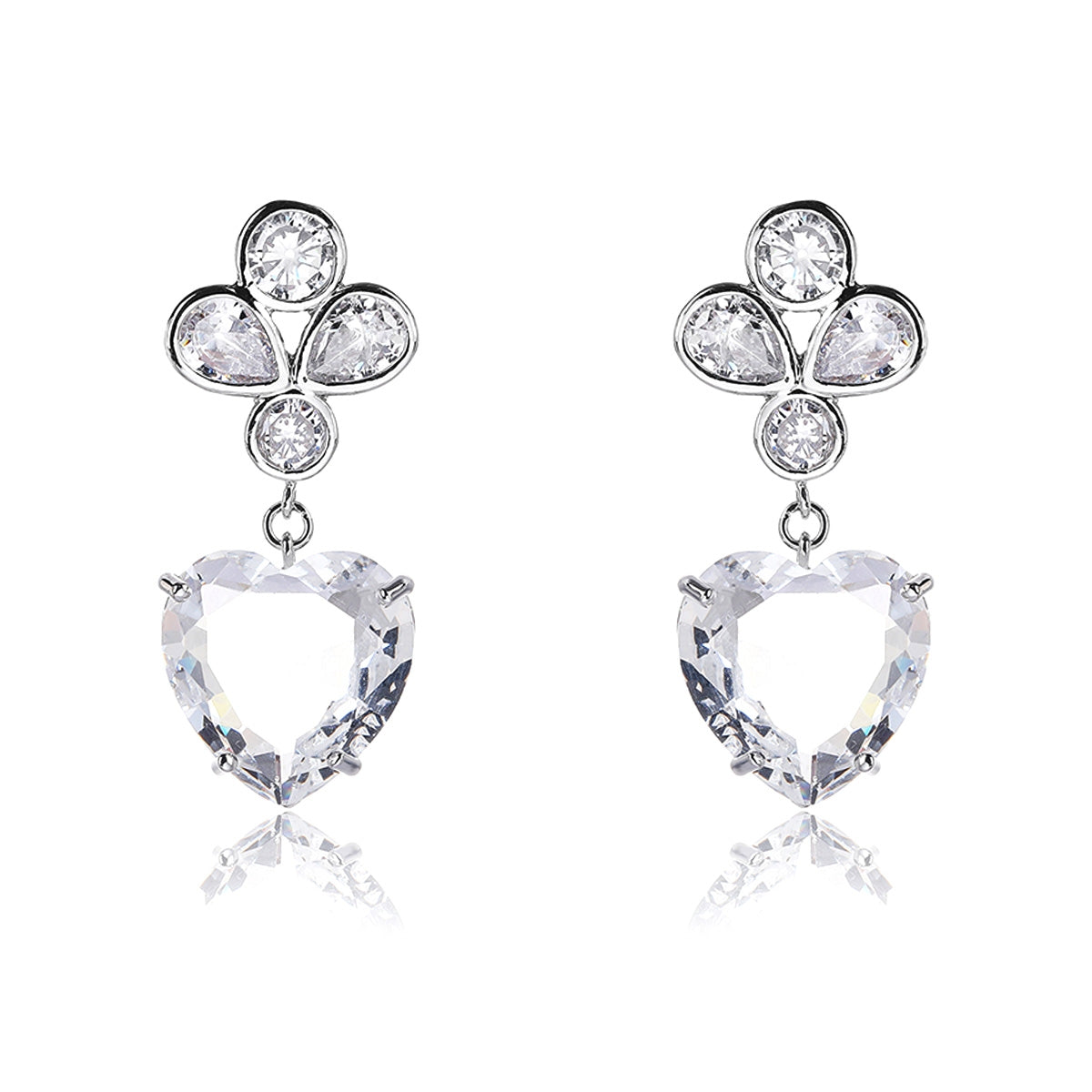 PLATINUM PLATED WHITE DANGLE EARRINGS