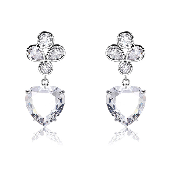 PLATINUM PLATED WHITE DANGLE EARRINGS