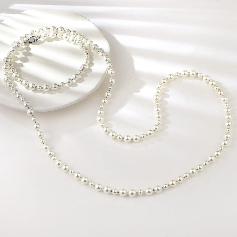 SHELL PEARL CLASSIC LONG CHAIN NECKLACE