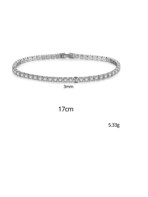 PLATINUM SQUARE TENNIS BRACELET 3MM