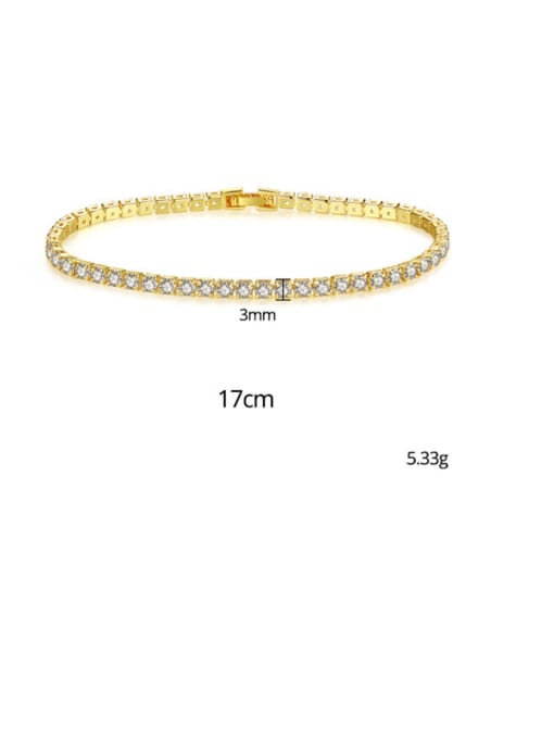 PLATINUM SQUARE TENNIS BRACELET 3MM
