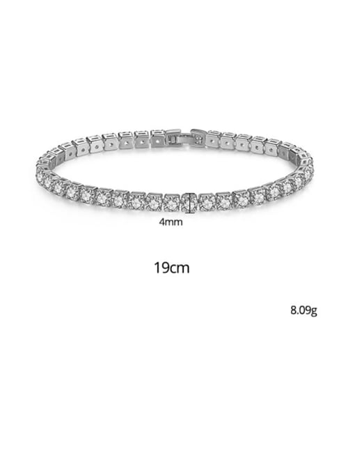 PLATINUM SQUARE TENNIS BRACELET 4MM