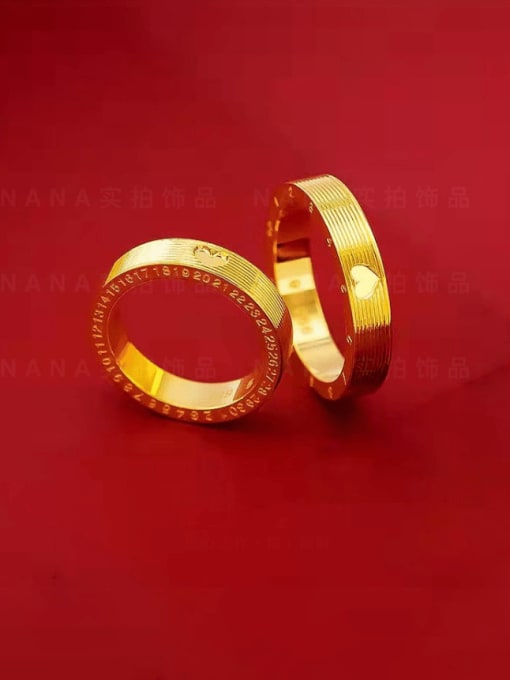 TITANIUM STEEL GOLDEN HEART RING