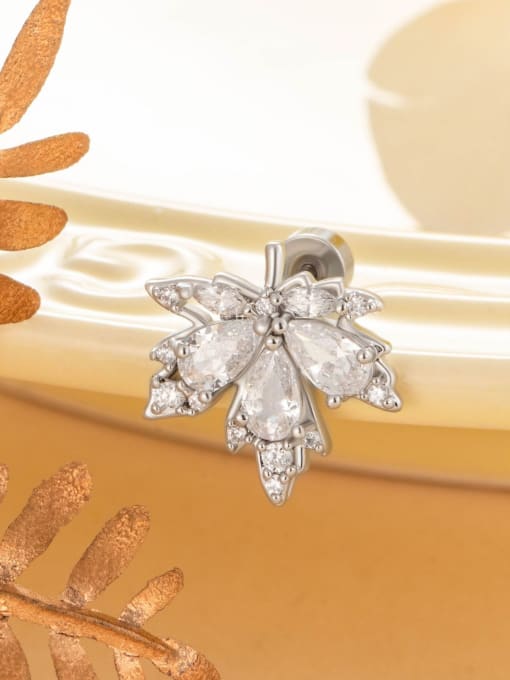 WHITE GOLD LEAF EARRING