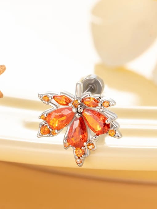 ORANGE LEAF SINGLE EARRING