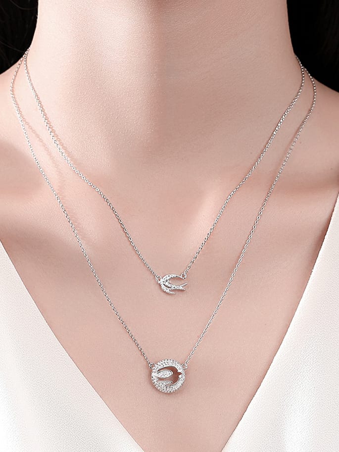 WHITE GOLDEN BIRDS NECKLACE