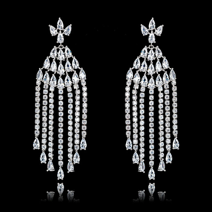 High-End Chandelier Earrings-Copper&CZ