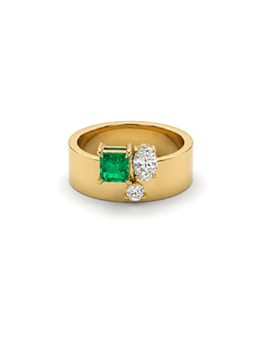 GOLD & GREEN STAINLESS STEEL RING