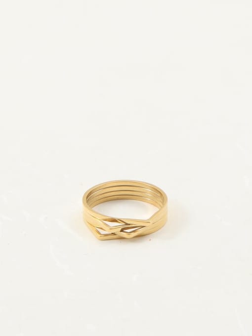 GEOMETRIC TITANIUM STEEL GOLDEN RING