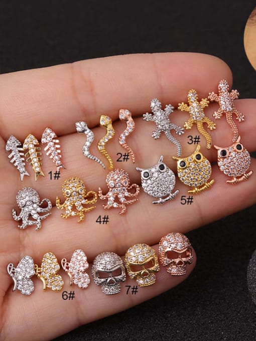ROSE GOLD LIZARD STUD EARRING 3#