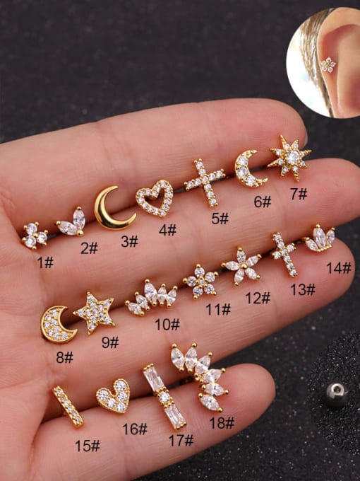 SIMPLE GOLDEN MOON STUD EARRING 3#