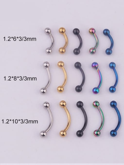 BLACK EYEBROW STUDS 8MM/6MM