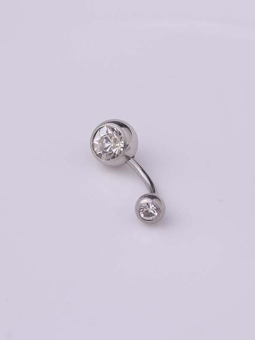 SIMPLE RHINESTONE PLATINUM PLATED  BELLY RING
