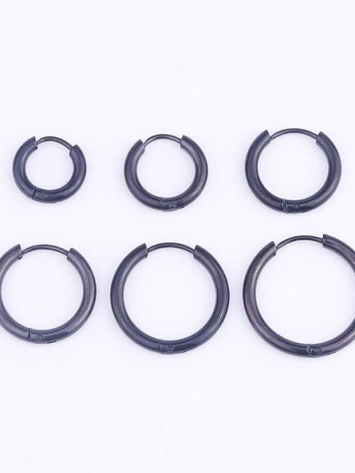 BLACK STAINLESS STEEL HOOP EARRINGS 10MM