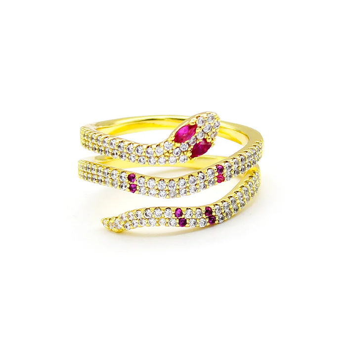 RED SPIRAL SNAKE RING