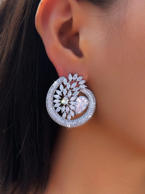 BIG WHITE SHINY ZIRCONIA EARRINGS