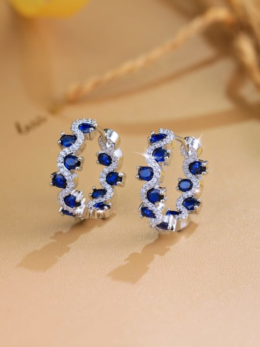 UNIQUE PLATINUM BLUE ZIRCONIA EARRINGS