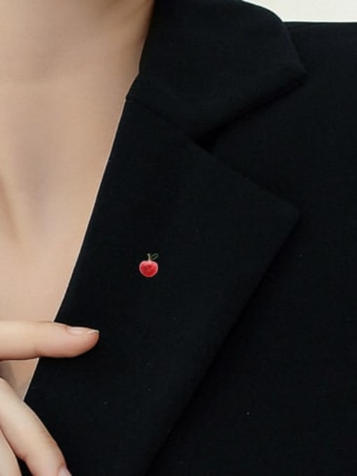 SIMPLE BRASS CHERRY BROOCH