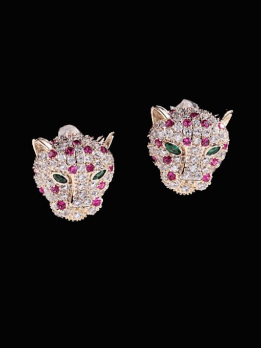 COPPER LEOPARD ROSE  EARRINGS