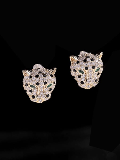 BLACK COPPER LEOPARD EARRINGS