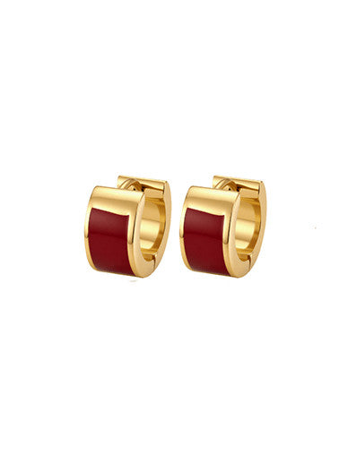 Red Huggie Earrings