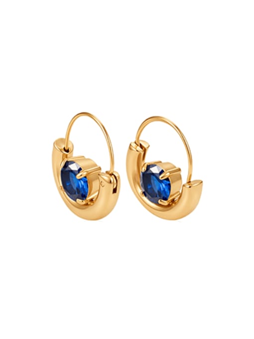 Blue Round Huggie Earrings