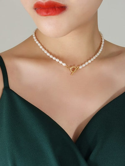 TITANIUM STEEL FRESHWATER PEARL NECKLACE