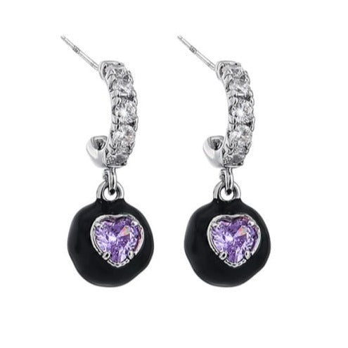 CUBIC ZIRCONIA HEART EARRING