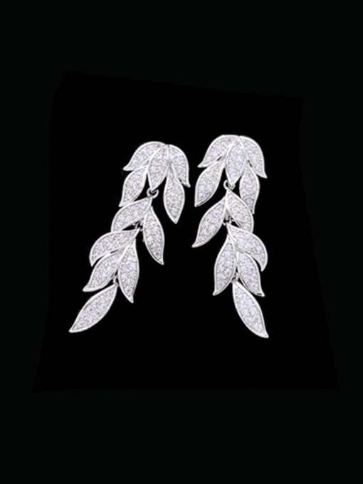 WHITE GOLD PLATED LEAF EARRINGS