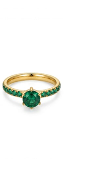 ELEGANT SHINY STAINLESS STEEL GREEN RING