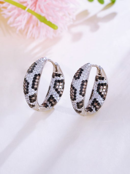 WHITE GOLD LEOPARD PRINT CUBIC ZIRCONIA EARRINGS