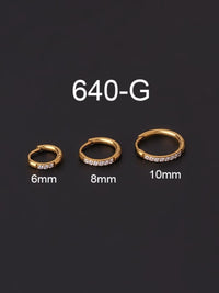 GOLD PLATED RHINESTONE SINGLE EARRING 8MM