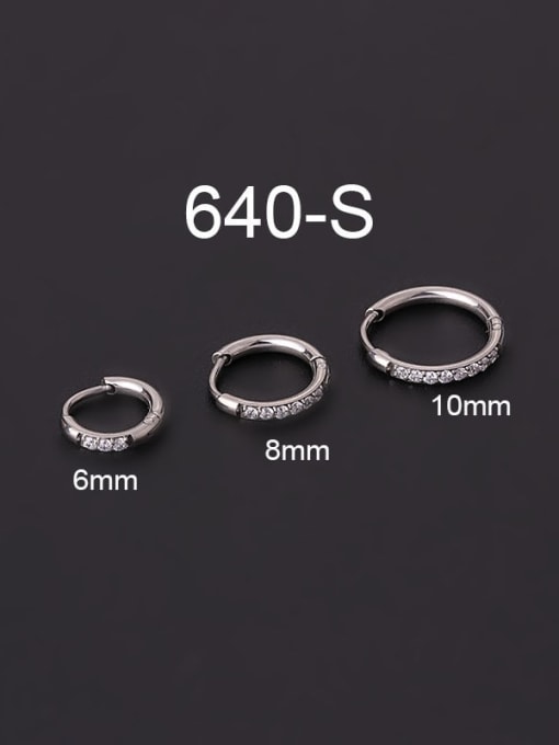 STEEL PLATED RHINESTONE SINGLE EARRING 6MM