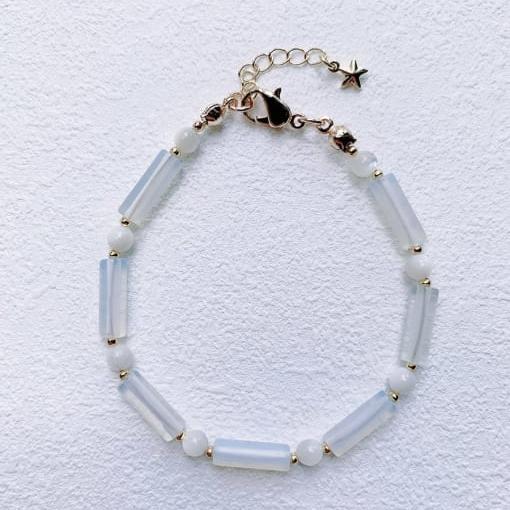 GEMSTONE CRYSTAL BEADS CHAIN HANDMADE BEADED BRACELET