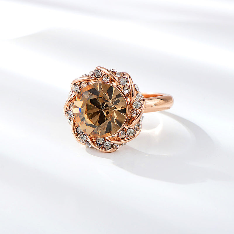 Intrigate Rose Gold Artificial Crystal Ring