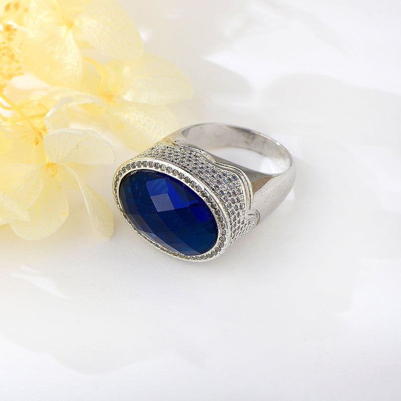 Dark Blue Artificial Crystal Ring