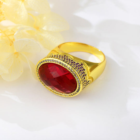 Red Artificial Crystal Ring
