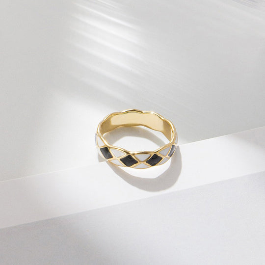 Stylish Golden Plated Enamel Ring