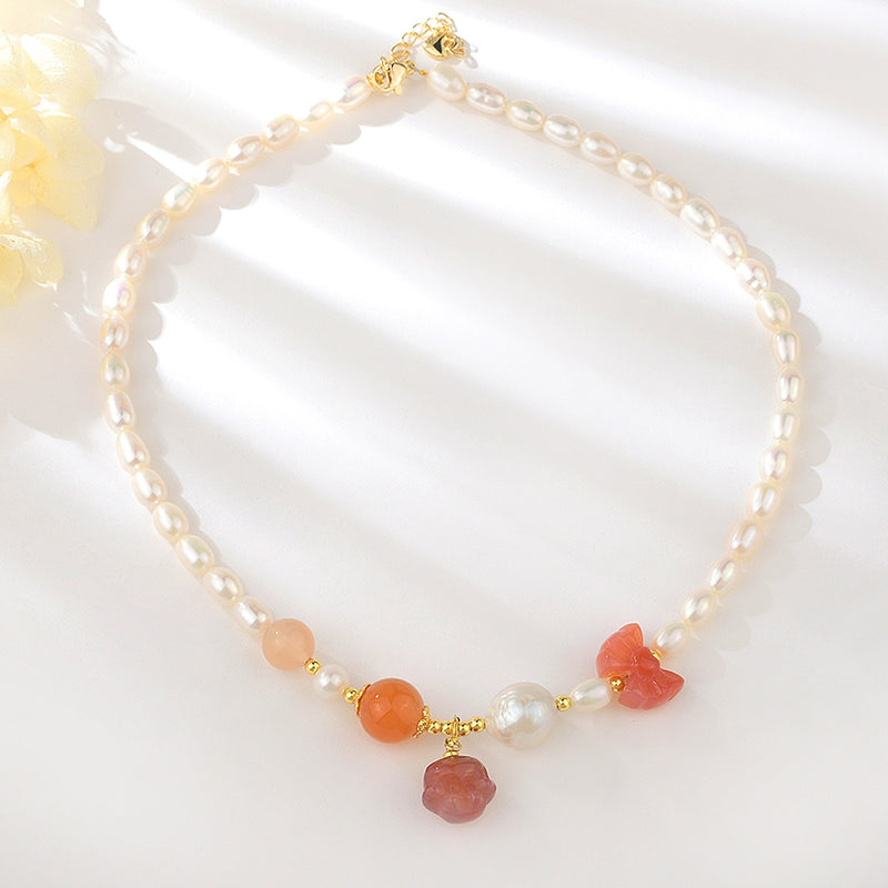 Classic Agate & Fresh Water Pearl Necklace