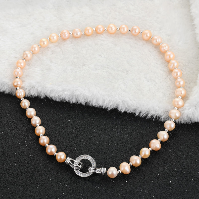 Classic Cubic Zirconia & Fresh Water Pearl Necklace