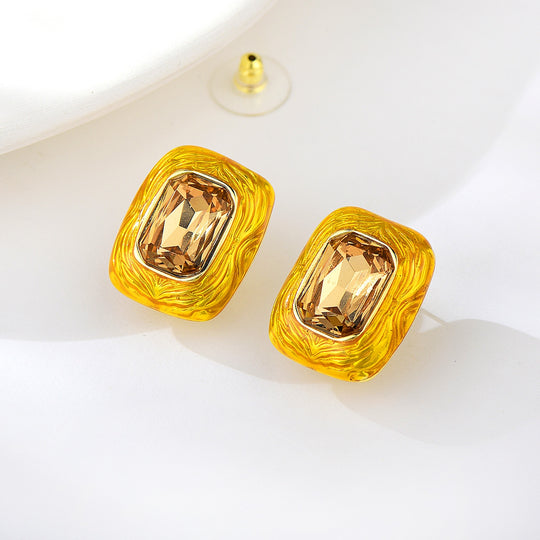 Orange Artificial Crystal Earrings