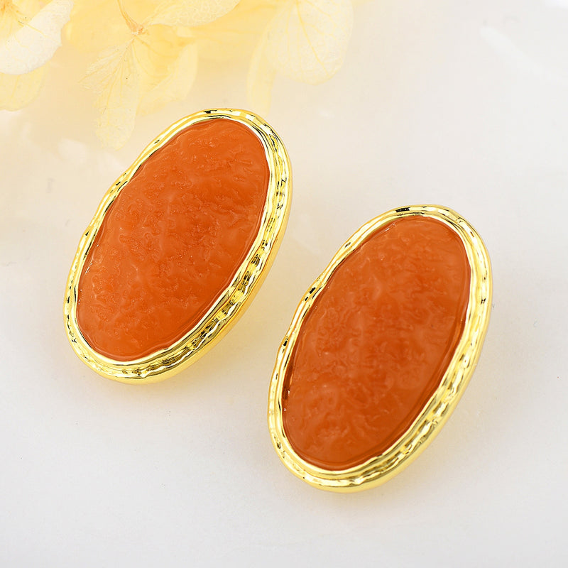 Royal Orange Resin Earrings