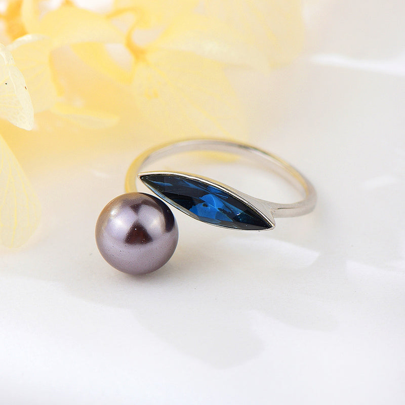 Trendy Blue Shell Pearl Ring