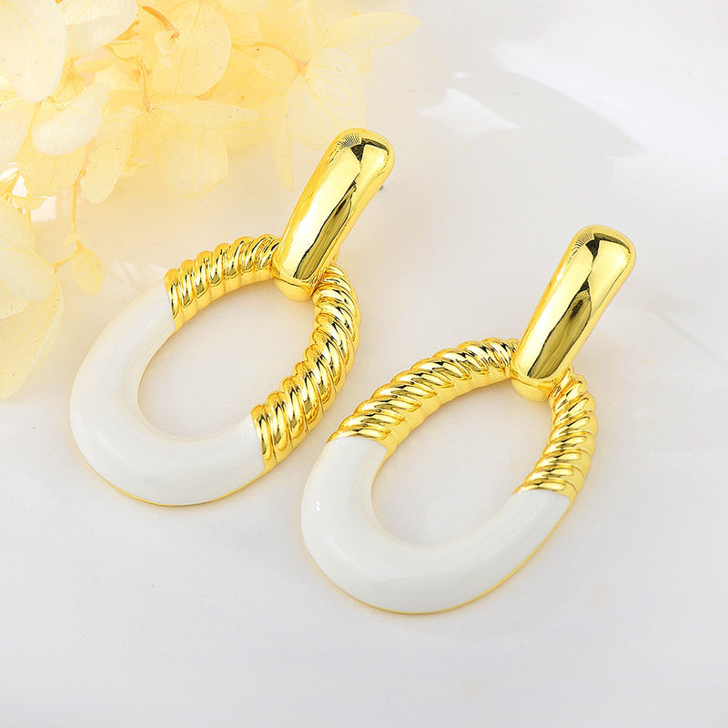 Opulent White & Gold Earrings