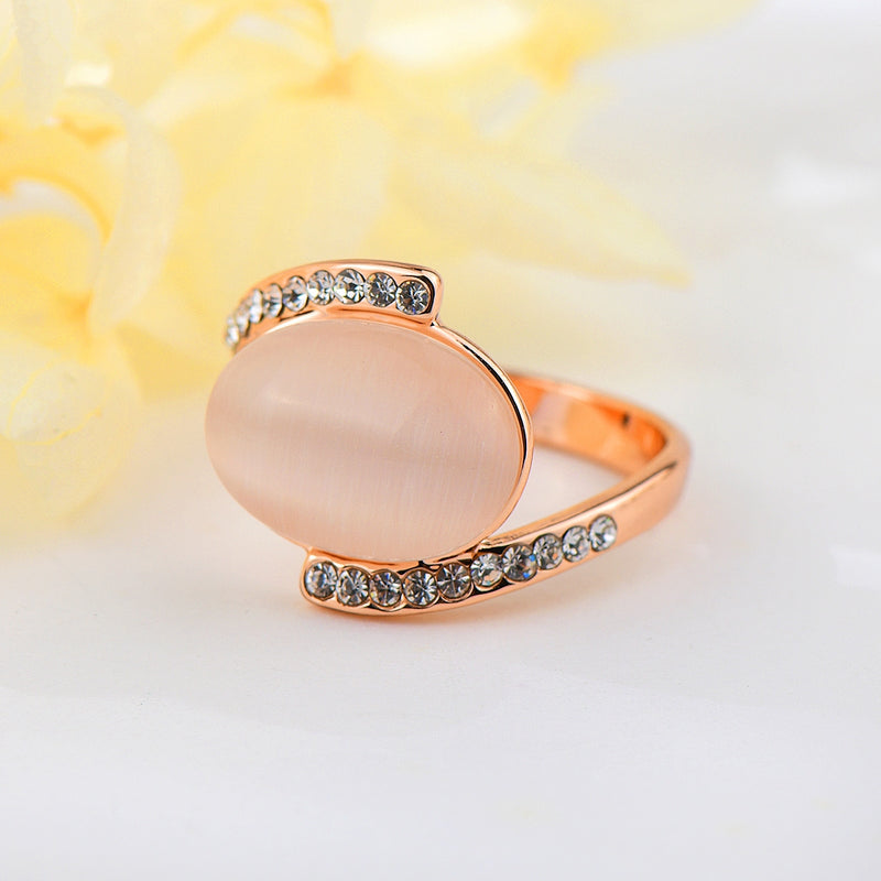 Light Pink Artificial Crystal & Opal Ring