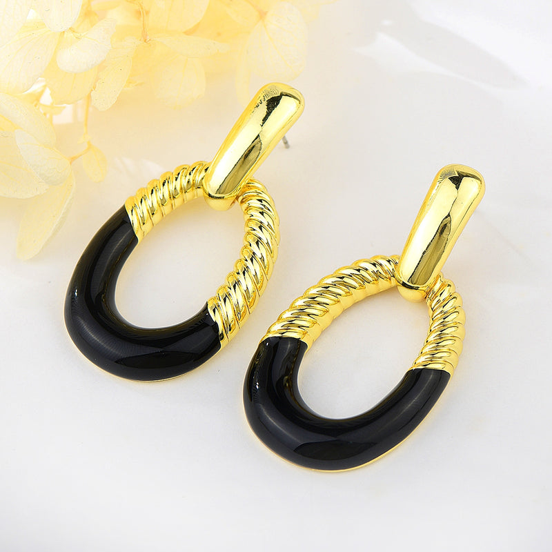 Opulent Gold & Black Earrings